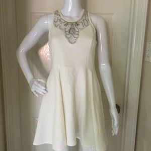 Bone White Fit & Flare Dress w/ Sequins